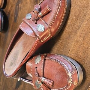 Dexter Western Brown Leather Tassel Loafers Mules Y2K Lovliness Womens Size 6.5